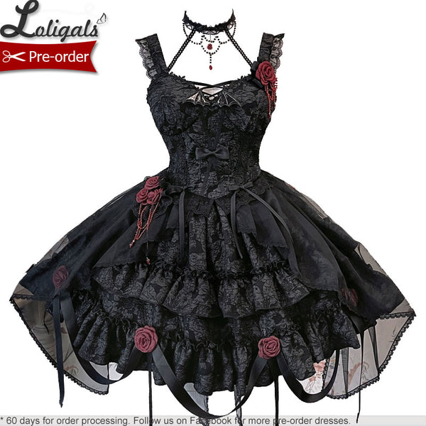 Bleeding Rose ~ Gothic Lolita Corset Top & Skirt Set by Alice Girl ~ Pre-order