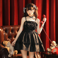 Sweet Sleeveless Little Black/White Dress Princess Party Dress by Yomi