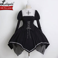 Night Saint ~ Gothic Long Sleeve Asymmetrical Lolita Dress by Alice Girl ~ Pre-order