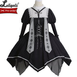 Night Saint ~ Gothic Long Sleeve Asymmetrical Lolita Dress by Alice Girl ~ Pre-order