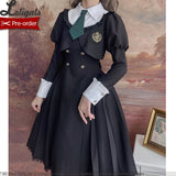 Green College ~ Preppy Style Long Sleeve Lolita Dress by Alice Girl ~ Pre-order