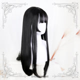Hanako ~ Japanese Style Black Long Straight Wig with Bangs Cosplay Wig