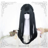 JaneNye ~ Harajuku Black Long Straight Wig with Bangs