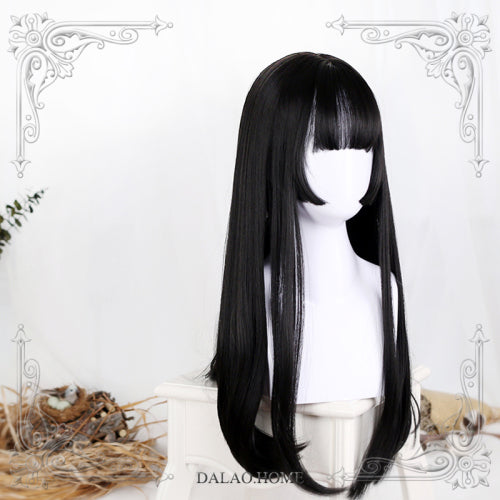 Hanako Japanese Style Black Long Straight Wig with Bangs Cosplay Wig