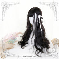 Sylvia ~ Harajuku Black Wavy Lolita Wig with Bangs