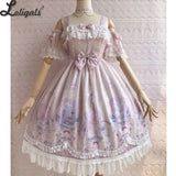 Unicorn's Secret Garden ~ Sweet Printed Lolita JSK Dress w. Detachable Sleeves by Yiliya